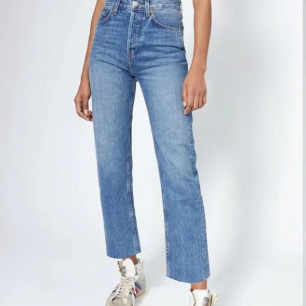 RE/DONE 70's Stove Pipe Comfort Stretch High Rise - Medium Stone Size:24